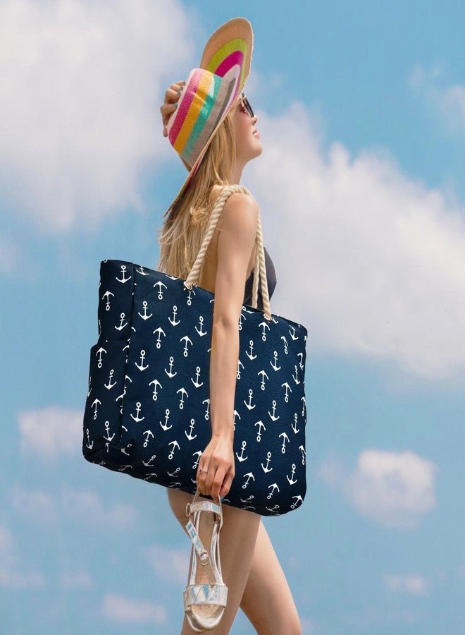 Becokan Beach Bag Large Beach Tote Bag for Women Waterproof Sandproof Swim Pool Bag With Zipper - Image 5